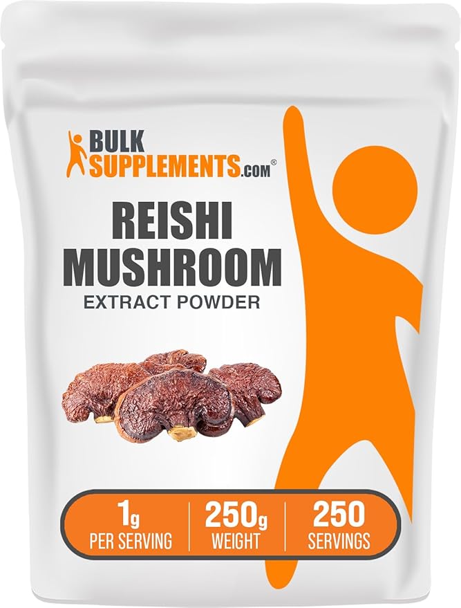 BulkSupplements.com Reishi Mushroom Extract Powder - Reishi Mushroom Powder, Supplement for Overall Well-Being - Gluten Free, 1g per Serving, 250g (8.8 oz) (Pack of 1)