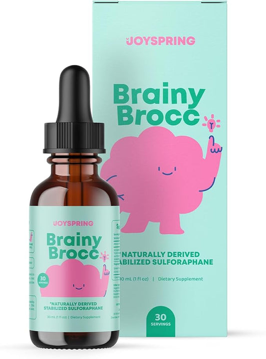 JoySpring Broccoli Supplement for Kids | Sulforaphane & Bacopa Monnieri Drops | Supports Cognitive Function | Vegan & Kid-Friendly