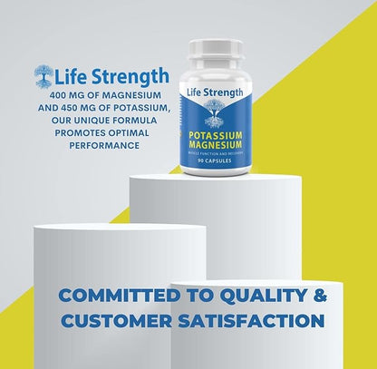 Life Strength Magnesium Potassium Complex Supplement - 90 Capsules - High Absorption Magnesium Support Vascular Health & Leg Cramp