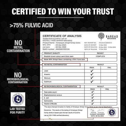 BARGAD Pure Himalayan Shilajit Sticks with Organic Honey & Saffron (7 Count) | Easy Single Use Shilajit Sticks | Boosts Energy & Immunity with 85+ Trace Minerals, 75%+ Fulvic Acid