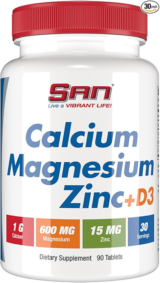 Calcium Magnesium Zinc + D3 Supplement - Essential Mineral Blend for Bone Health and Immune Support 30 Servings