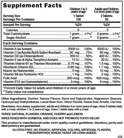 Nature's Blend Honey Bears Chewable Multivitamin 100 Tablets