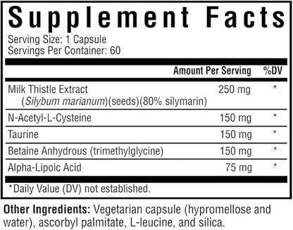 Seeking Health | Liver Nutrients | 60 Vegetarian Capsules | Milk Thistle, NAC & TMG Supplement | Liver Detox Cleanse