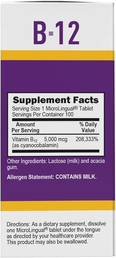 Superior Source No Shot Vitamin B-12 Cyanocobalamin 5000 mcg - Vitamin B-12 to Support Energy Production, Brain Health & Overall Wellness - Sublingual Tablets - 100 Dissolvable Tablets