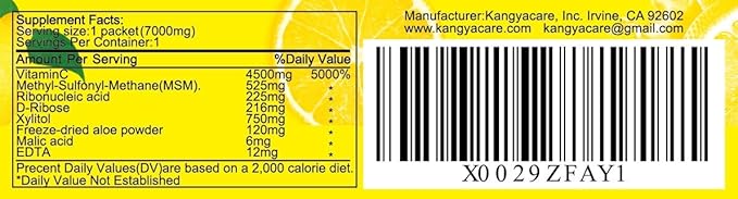 Kangyacare] Active C -20 Packets -Single Dose -7000mg -Extra High Potency Vitamin C Powder -Immune Support & Antioxidant Protection -Enhanced Absorption, Neutral pH