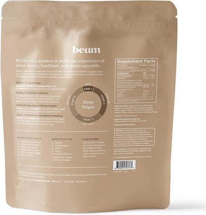 Beam Dream Sleep Powder, Natural Sleep Aid and Magnesium Hot Cocoa Drink for Adults, Calming Sleep Supplement with Apigenin, Nighttime Sleep Drink Powder, Third Party Tested Supplement, 30 Servings