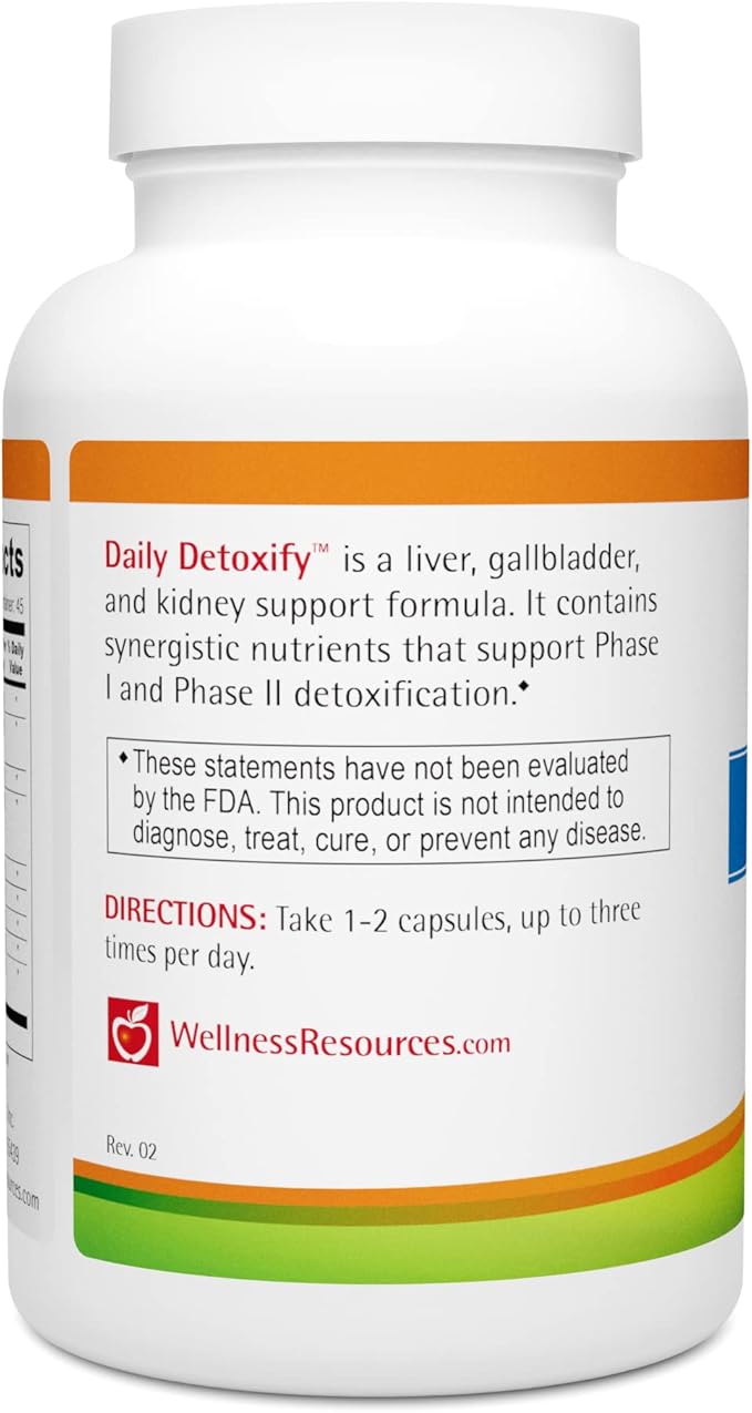 Wellness Resources Daily Detoxify with Silymarin, Dandelion, RA Lipoic Acid, NAC, Chlorella and More for Liver Support and Comprehensive Detoxification (90 Capsules)