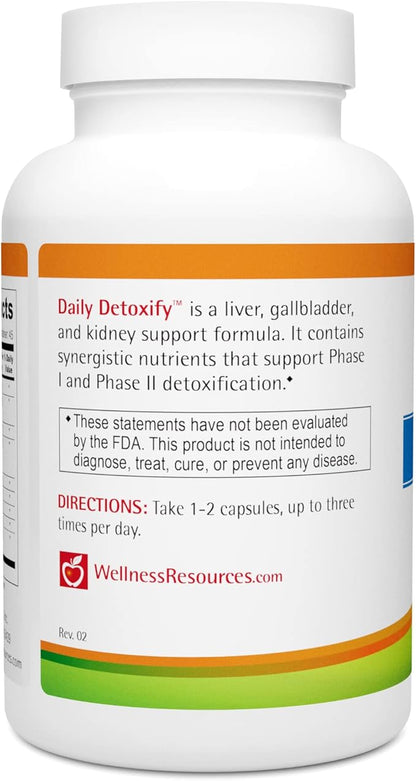 Wellness Resources Daily Detoxify with Silymarin, Dandelion, RA Lipoic Acid, NAC, Chlorella and More for Liver Support and Comprehensive Detoxification (90 Capsules)