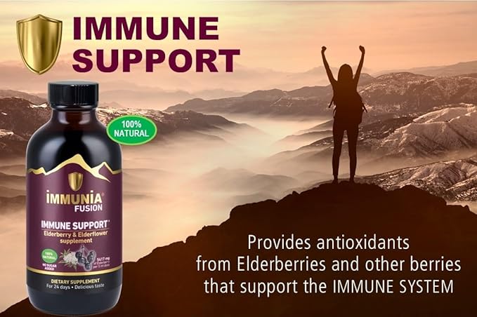 Immunia Fusion - Enhance Your Immune Support. A Powerful Formula Made with elderberries, elderflowers, and Blue Fruits Rich in polyphenols. A Concentrated antioxidant Formula. (1-Pack)