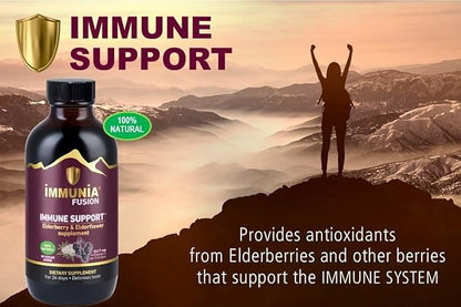 Immunia Fusion - Enhance Your Immune Support. A Powerful Formula Made with elderberries, elderflowers, and Blue Fruits Rich in polyphenols. A Concentrated antioxidant Formula. (1-Pack)