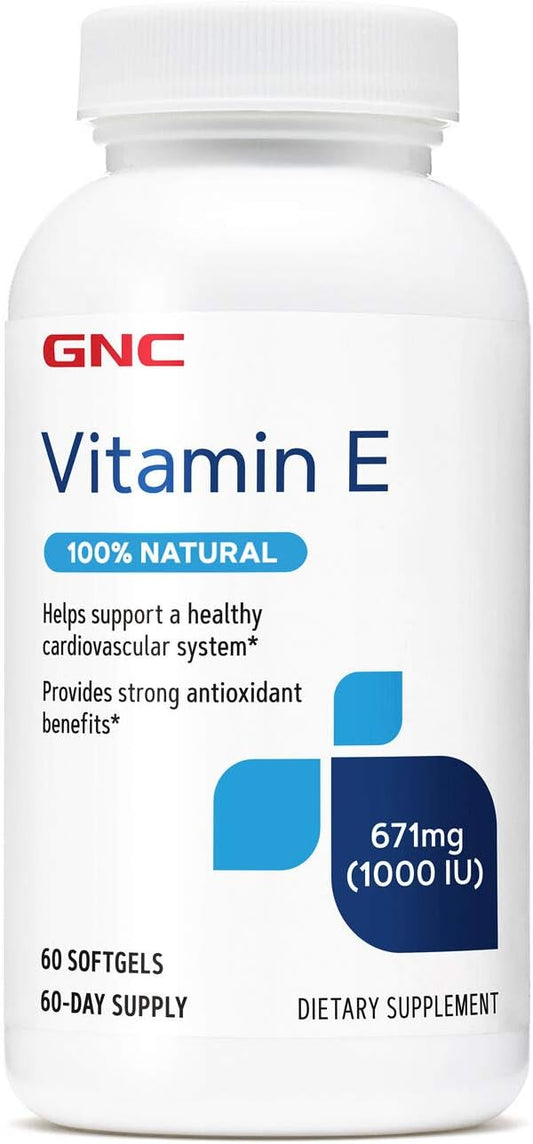 GNC Vitamin E 100% Natural 1000IU - 60 Softgels | 60 Servings