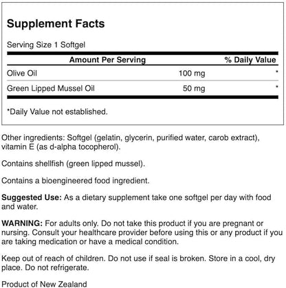 Swanson New Zealand Green Lipped Mussel Oil 30 Sgels