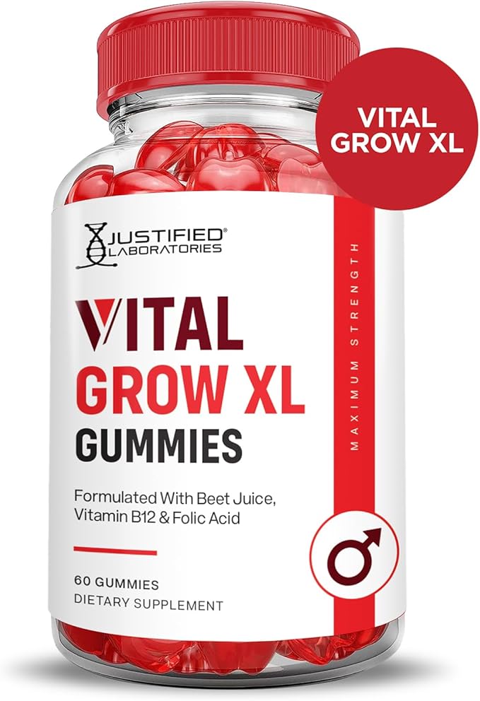 Vital Grow XL Performance Gummies 1000MG Advanced Formula Formulated with ACV Pomegranate Beet Juice Powder B12 Vegan Non GMO 60 Gummys