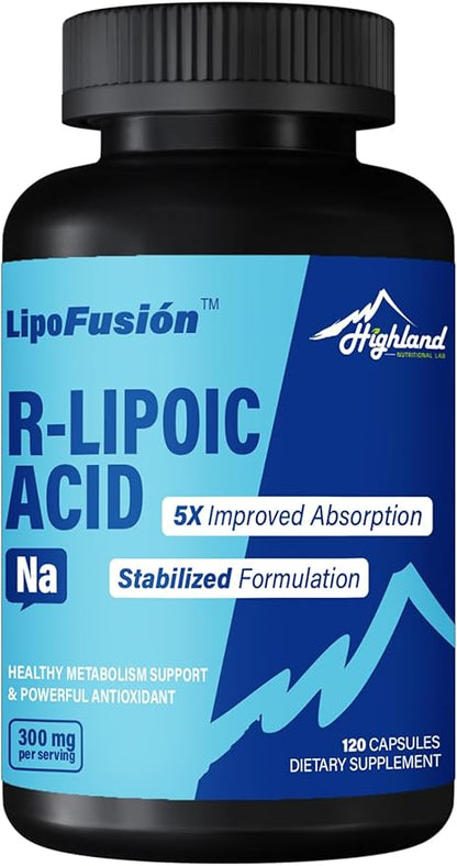 R Lipoic Acid (Na) 300mg per Serving, 120 Capsules, Up to 5X Improved Absorption, Excellent Nutritional Supplement for Healthy Metabolism Support and Antioxidants-1 Bottle