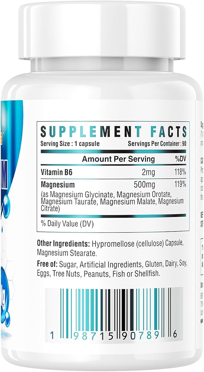 Magnesium Breakthrough Supplement - Has 5 Forms of Magnesium: Glycinate, Orotate,Taurate,Malate, Citrate- Support Sleep, Heart Health, Muscles, and Metabolism (90 Capsules (Pack of 1))