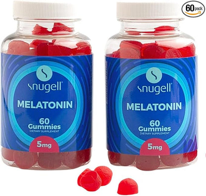Snugell Melatonin Gummies 5 mg – 60-Count Dietary Supplement – Berry Blend Flavor for Natural Restful Sleep Support – Vegan, Non-Habit Forming, Non-GMO, Pectin-Based, Gluten-Free – Made in the USA (2)