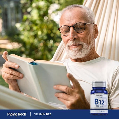 Piping Rock Vitamin B12 | 500 mcg | 250 Tablets | Supplement for Women and Men | as Cyanocobalamin | Vegetarian, Non-GMO, Gluten Free