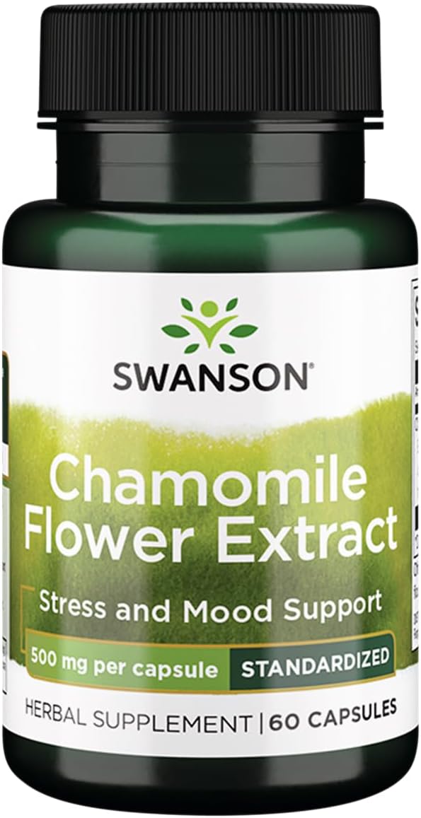 Swanson Chamomile Flower Extract 500 Milligrams Standardized to 1.2% Apigenin 6 mg per Capsule 60 Capsules