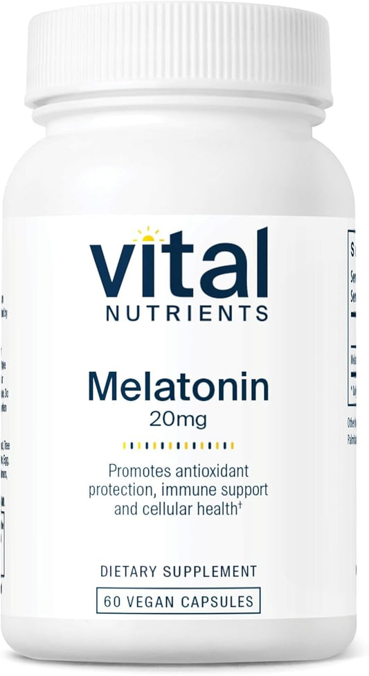 Vital Nutrients Melatonin 20mg | Vegan | Sleep Supplement to Support The Body's Natural Sleep Cycle* | Gluten, Dairy, Soy Free | 60 Capsules