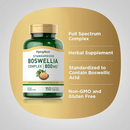 Piping Rock Boswellia Serrata Extract Capsules | 800mg | 150 Count | with Boswellic Acid | Non-GMO, Gluten Free Supplement