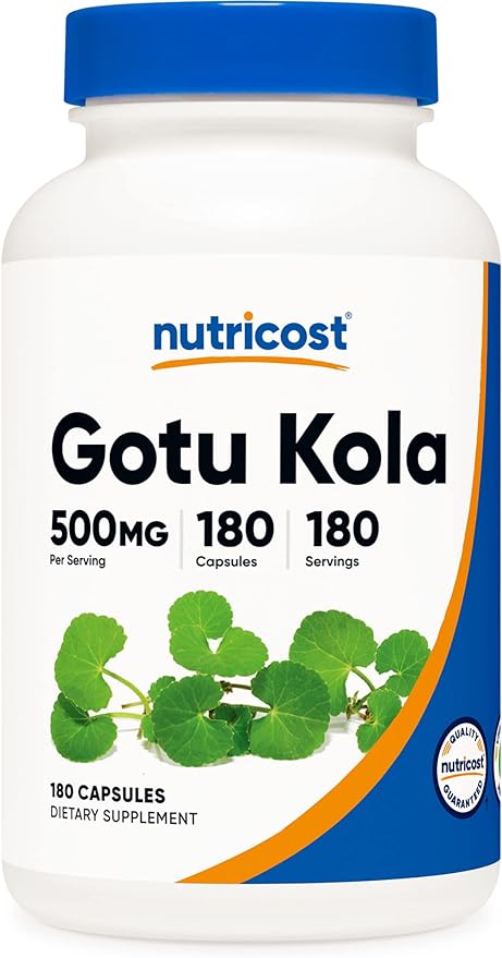 Nutricost Gotu Kola 500 MG, 180 Capsules - Vegetarian Capsules, Gluten Free, Non-GMO