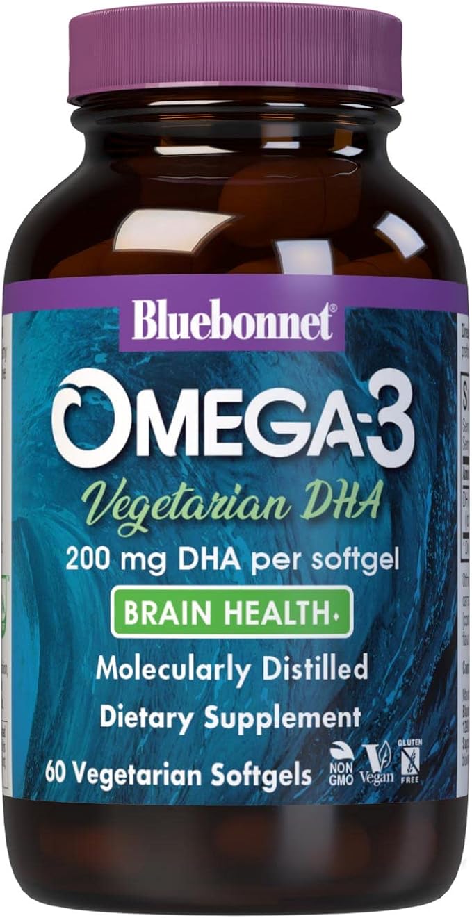 BlueBonnet Natural Omega-3 Vegetarian DHA Vegetarian Softgels, 200 mg, 60 Count ('743715009097)