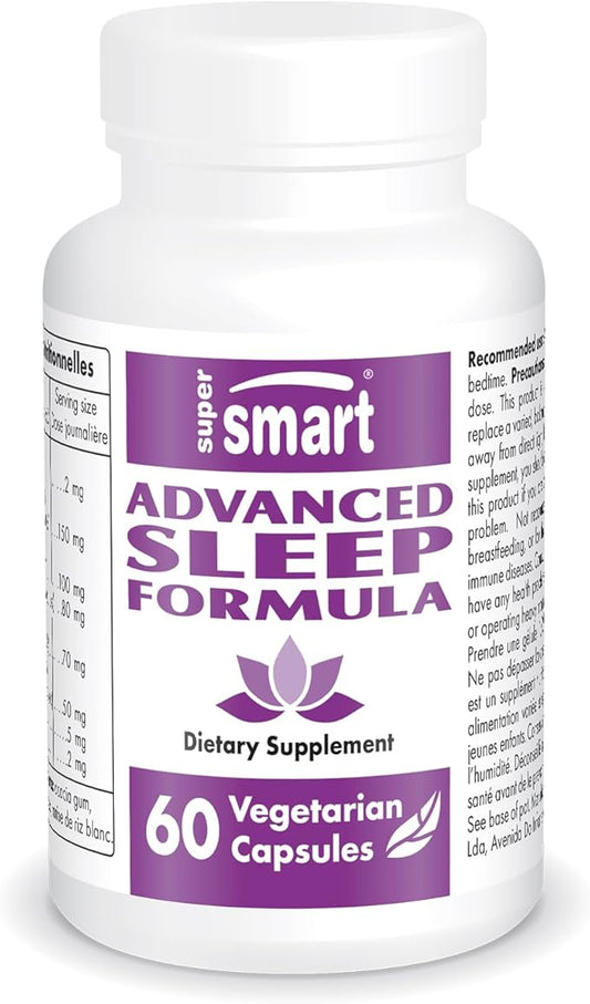 Supersmart - Advanced Sleep Formula (High Strength) - with Melatonin, Valerian Root, California Poppy, Passion Flower, Lithium Orotate | Non-GMO & Gluten Free - 60 Vegetarian Capsules