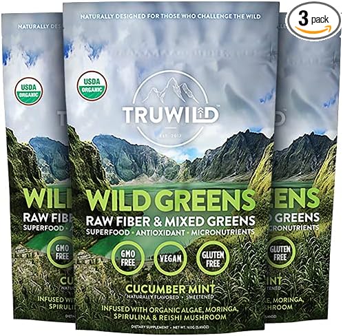 TruWild Greens Superfood Juice Powder, with 22+ Greens & Anti-Oxidants, Natural Immune, Stress, Digestion Support Powder, 90 Servings, 3 Pack