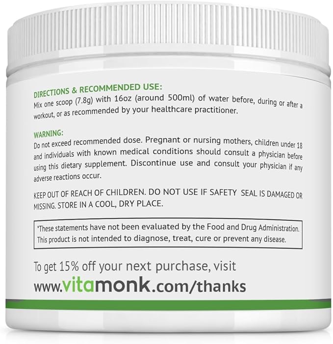 VitaMonk Clean EAA - EAAs with No Artificial Sweeteners for Pre-Workout, Energy and Recovery - Max Bioavailable EAA Powder with 9 Essential Amino Acids - Natural Lemonade Flavor