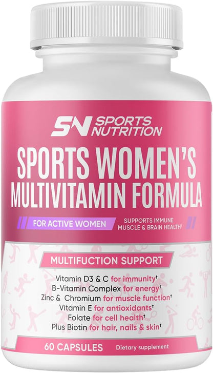 MULTIVITAMIN for Active Women, 60 Capsules, Multivitamin & Multi-Mineral Supplement for Women, Helps Support Energy Levels, Focus, Concentration & Immune Health