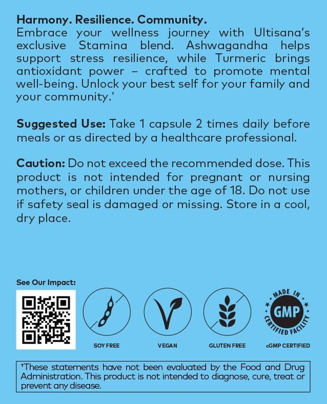 Stamina Antioxidant & Stress Relief Supplement | for Enhanced Mood, Boost Energy, Immune & Sleep Support | Vitamin B12 & B6, Ashwagandha, Turmeric, 5-HTP & More | Non-GMO, 60 Capsules