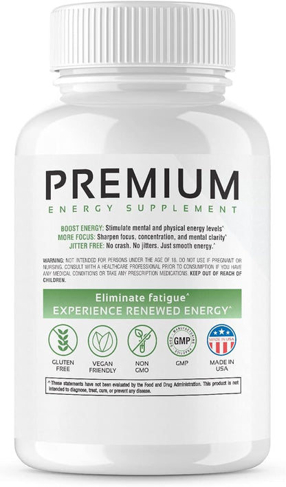 CogniTune NuBoost Energy & Focus Brain Supplement, Caffeine L-Theanine, Vitamin B12, Rhodiola + BioPerine, No Crash, Jitter Free 100mg Caffeine Pills, Clean Nootropic Brain Booster, 60 Ct