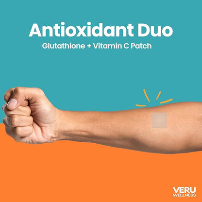 Veru Wellness Antioxidant Power Duo Lifestyle Patches C, Glutathione - Self Adhesive Time Release Topical Patch, 8-10 Hours (42 Day Supply)