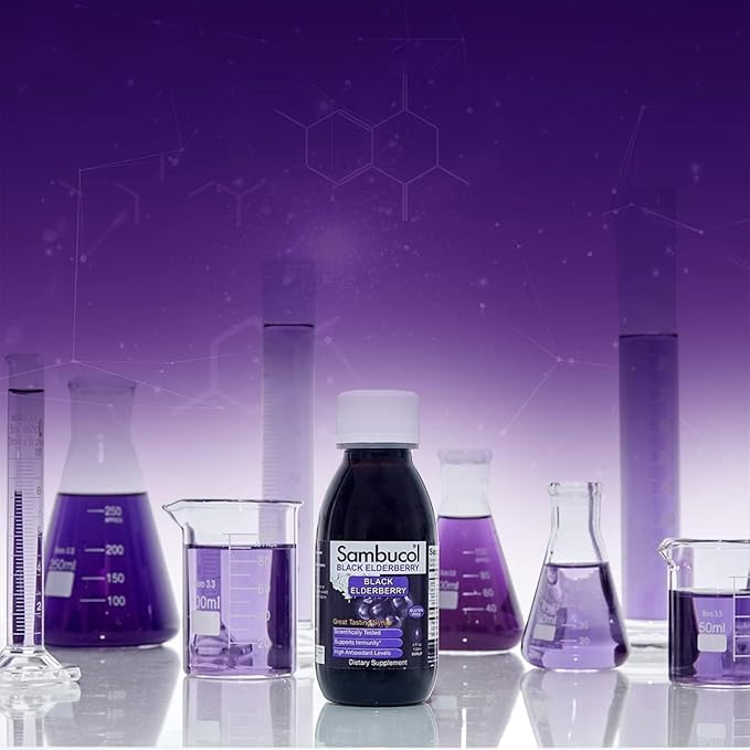 Sambucol Black Elderberry Syrup - Sambucus Elderberry Syrup, Black Elderberry Liquid, Immune Support for Kids and Adults, High Antioxidants, Gluten Free - Original Formula, 4 Fl Oz, 4-Pack