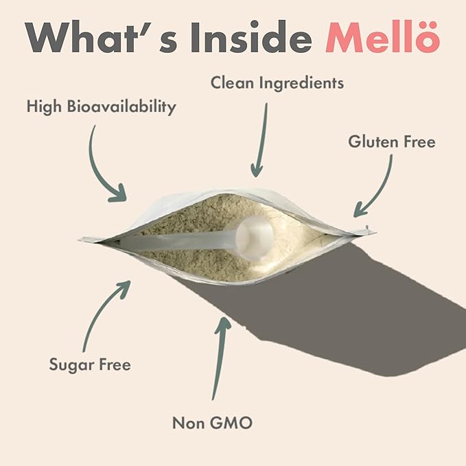 Mellö Magnesium Supplement Superblend Powder - Magnesium Glycinate with L-Theanine, GABA, and 70 Trace Minerals - Supports Sleep, Relaxation, Balanced Energy - Pomegranate Flavor, 30 Servings