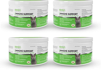 Tomlyn Immune Support Daily L-Lysine Supplement, Fish-Flavored Lysine Powder for Cats and Kittens, 4 Pack