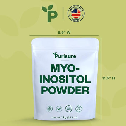 Myo-Inositol Powder, 1 kg, Fertility, Hormonal Balance and Ovarian Support, Pure Inositol Powder, Myo Inositol Supplement to Support Energy and Brain Wellness, Vegan, Non-GMO, 2000 Servings