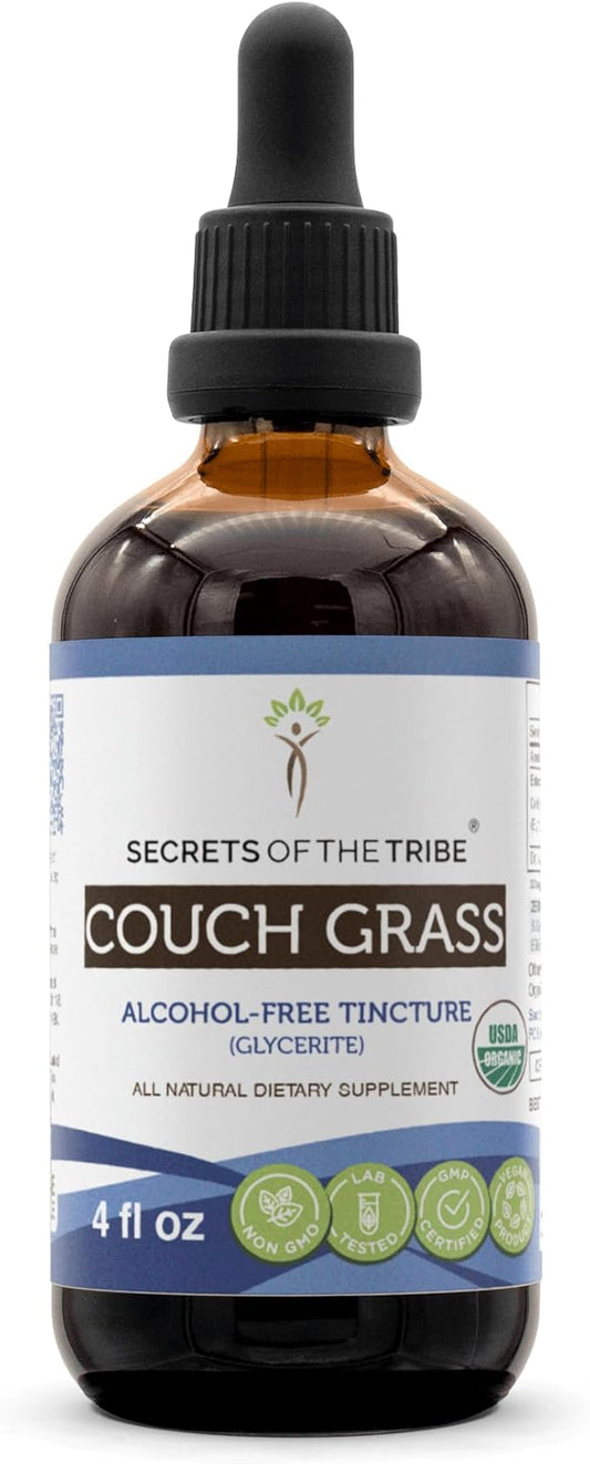 Secrets of the Tribe Couch Grass USDA Organic | Alcohol-Free Extract, High-Potency Herbal Drops | Made from 100% Certified Organic Couch Grass (Elymus repens) Dried Root (4 oz)