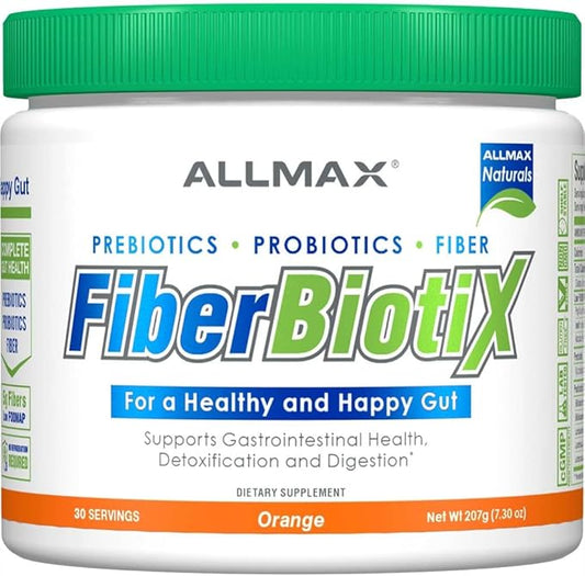 ALLMAX Naturals - FiberBiotix - Supports Gastrointestinal Health, Detoxification and Digestion for a Healthy and Happy Gut (207g, Orange)