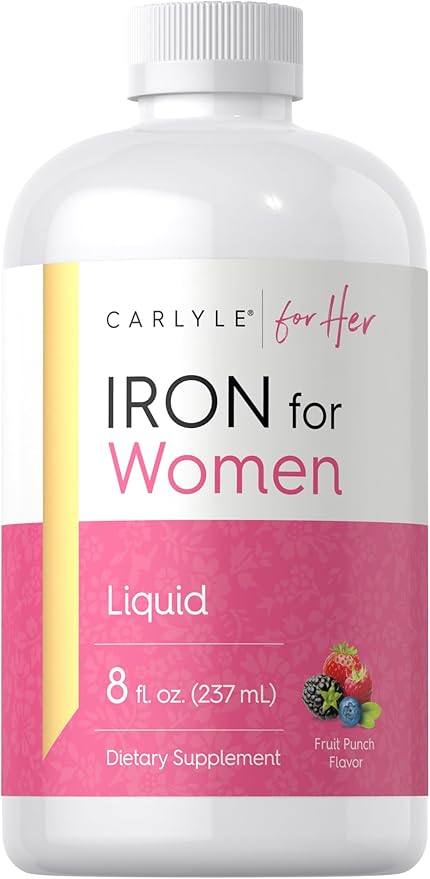Carlyle Liquid Iron Supplement for Women | 8 fl oz Drops | Fruit Punch Flavor | Vegetarian, Non-GMO, Gluten Free