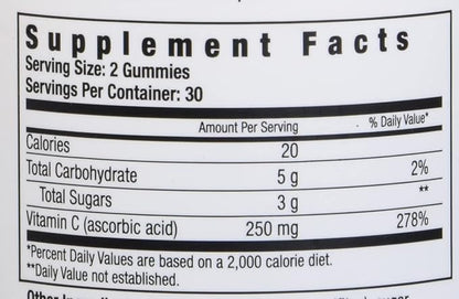NutritionWorks Vitamin C 250 mg Gummies, Supports Immune Health, Packed with Potent Antioxidants, 60 Gummies