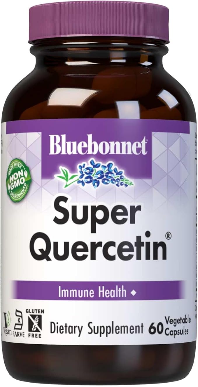 Bluebonnet Nutrition Super Quercetin Vegetable Capsules, Vitamin C Formula, Best for Seasonal & Immune Support, Non GMO, Gluten Free, Soy Free, Milk Free, Kosher, 60 Vegetable Capsules