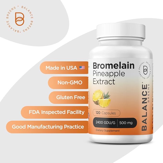 Balancebreens Bromelain 500mg, 120 Capsules - Pineapple Extract Digestive Enzyme, Supports Digestion and Joint Health Supplement
