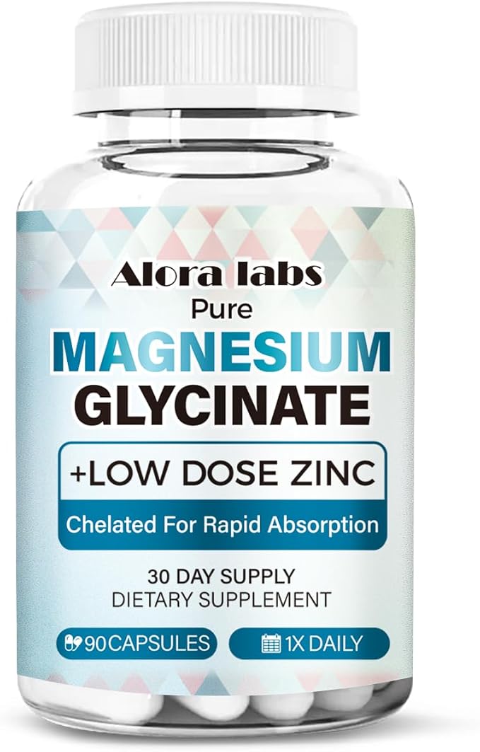 Pure Magnesium Glycinate with Zinc – High Potency Chelated Magnesium Supplement, Relieves Muscle Spasms and Promotes Sleep – 90 Capsules – for Women and Men