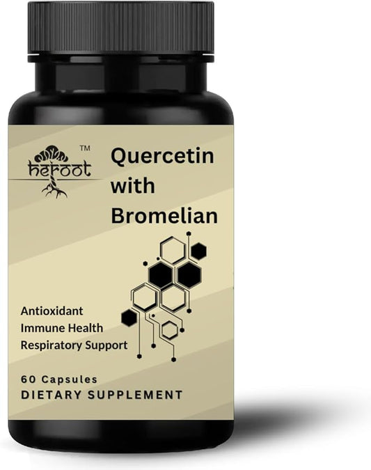 500mg Quercetin with Bromelain Capsules: Respiratory Support Non-GMO | Gluten Free | Supports Overall Health & Well Being (60 Capsules)