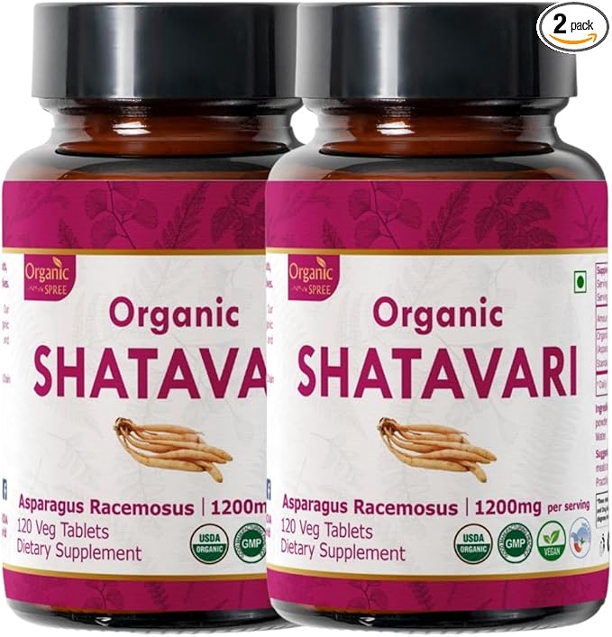 SHATAVARI 120 Tablets | Asparagus Racemosus (Shatavari) | USDA Organic Certified | Supports Women’s Health and Immune System | Organic and Natural 120tab - Pack of 2