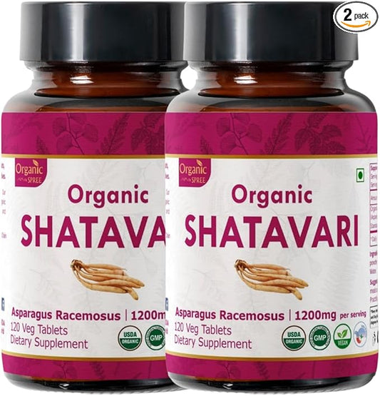 SHATAVARI 120 Tablets | Asparagus Racemosus (Shatavari) | USDA Organic Certified | Supports Women’s Health and Immune System | Organic and Natural 120tab - Pack of 2
