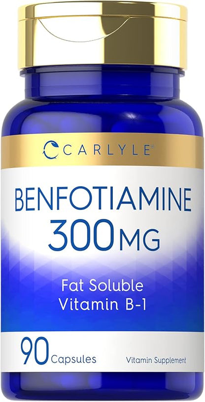 Carlyle Benfotiamine 300mg | 90 Capsules | Fat Soluble Vitamin B-1 | Non-GMO, Gluten Free Supplement