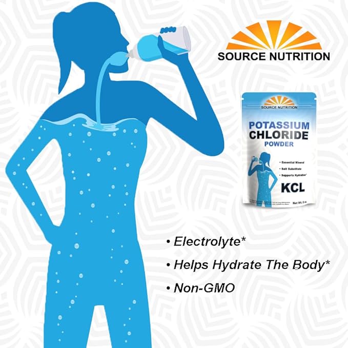 Source Nutrition Potassium Chloride Powder - Supports Hydration and Fluid Levels, Table Salt Substitute, Excellent Source of Potassium - KCL Supplement (8 oz.)