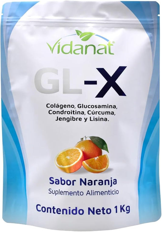Vidanat GL-X Orange 1Kg – Joint Support with Glucosamine, Chondroitin, Turmeric Root & Collagen – Helps Mobility, Flexibility & Cartilage Health – Orange Flavor